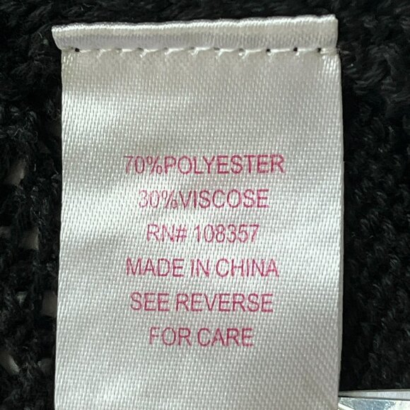 Design History Open Crochet Hooded Cardigan sz L Pockets Black Grannycore - Picture 6 of 10